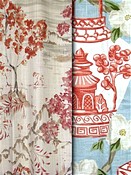 Coral Toile & Chinoiserie Fabric