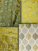 Citron Green Damask Fabrics
