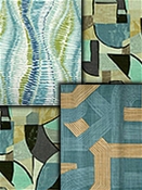 Turquoise Retro Modern Fabric