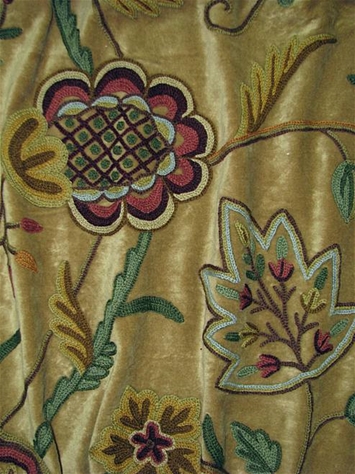 Vine of Life Loden Crewel Fabric