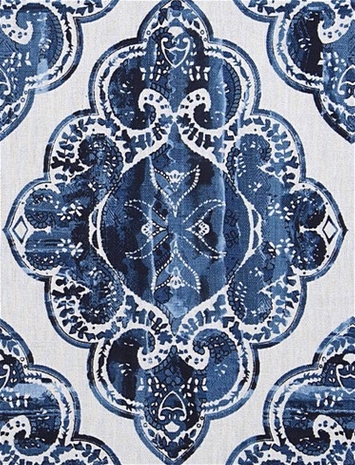 Kendall Wilkinson Agra Emblem Indigo Decorator Fabric Rooms