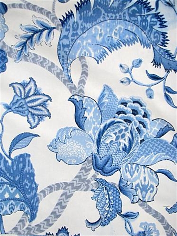 Kaufmann Sullana Printed Drapery Fabric in Aegean Blue