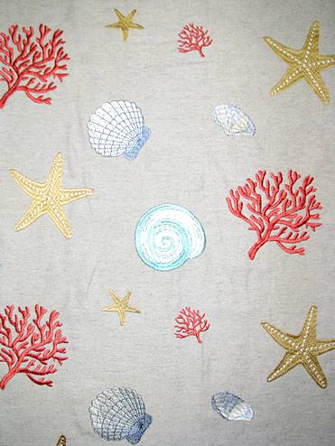 Beach Embroidery Coral | Drapery Fabric