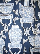 Chinoiserie Fabrics Asian Fabric Housefabric Ginger Jar Indigo