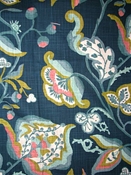 Lawrence Indigo Jacobean Fabric