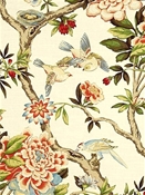 Mudan Persimmon Floral Aviary Waverly Fabric