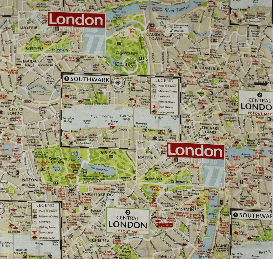 London Map 1 Fabric Store Discount Fabric by the Yard