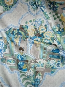 Teahouse Toile Green Tea Chinoiserie Fabric