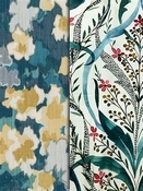 Teal Floral Fabrics