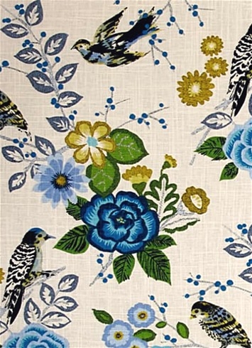 Bountiful Cornflower Floral Fabric
