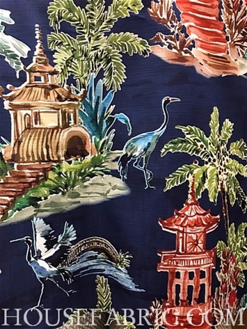Emperor Navy Chinoiserie Fabric