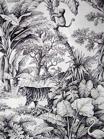 Jardin Animalier Ebony Jungle Fabric