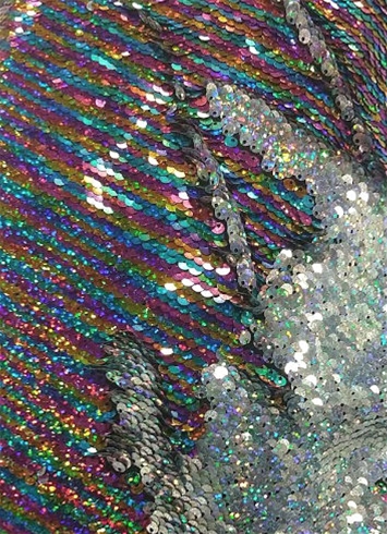 Holographic Rainbow / Holo Silver Sequin Fabric Z0442