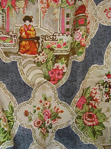Teahouse Toile Raven Chinoiserie Fabric