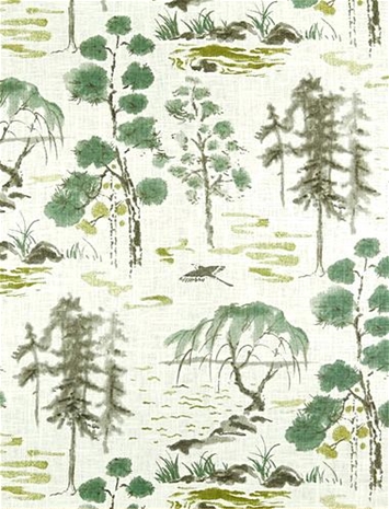 West Lake Celadon Chinoiserie Fabric