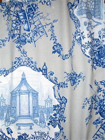 Beau Jardin Cobalt Toile Fabric