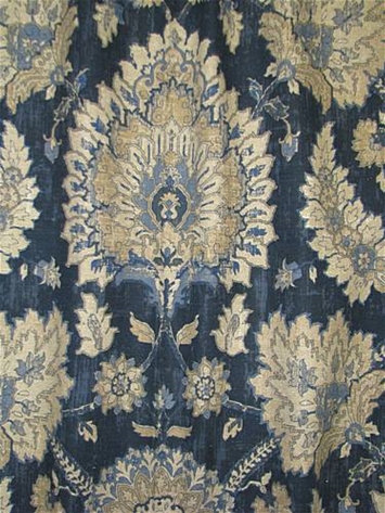 Castleford Indigo Damask Waverly Fabric