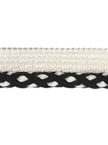 Sunbrella 3/8 Double Twist Lip Cord Black on White