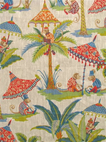 HL-Exotic Monkey Linen 3 Light Green Covington Fabric