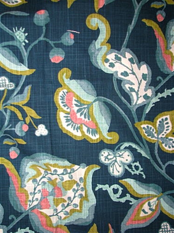 Lawrence Indigo Jacobean Fabric