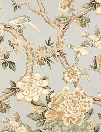 Mudan Platinum Floral Aviary Waverly Fabric