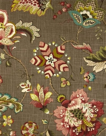 Ophelia Carob Jacobean Fabric