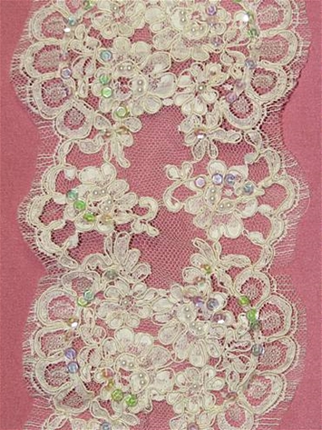P11755WB Ivory Alencon Lace Trim