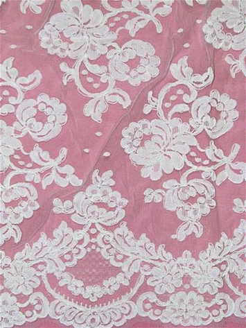 P210942 Ivory Alencon Lace 2.5 yd piece