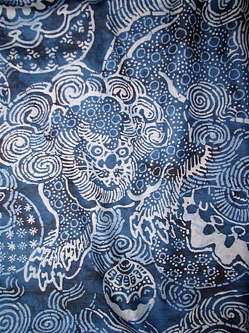 Temple Lion Indigo Chinoiserie