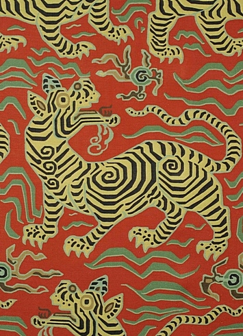 Clarence House Tibet Print 5 Cinnabar