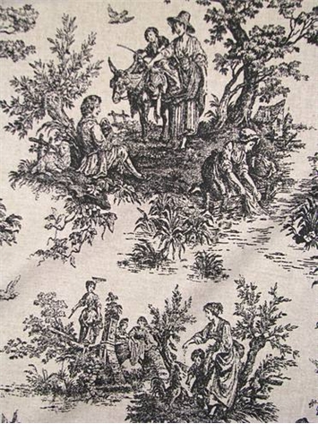 Colonial Black/Linen Toile Fabric