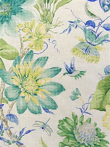Tropical Pavilion Jungle Green Floral P Kaufmann Fabric