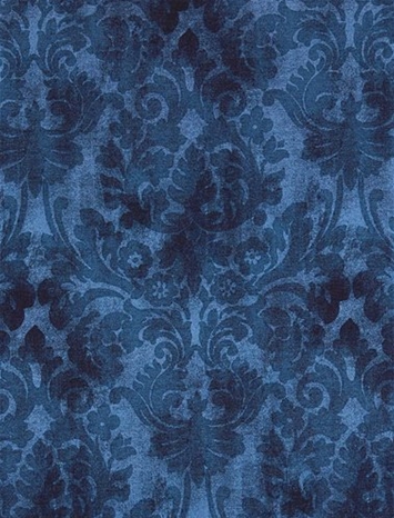 Waverly Essence Indigo Damask Print