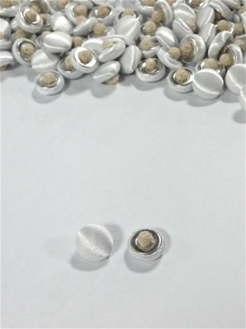 White Satin Covered Canvas Back  Buttons