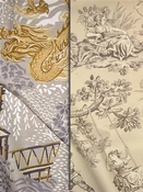Silver Toile & Chinoiserie Fabric