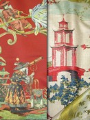 Red Toile & Chinoiserie Fabric
